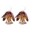 Bohemia Beautiful Trendy  Clear Candy Colour Petal Gold Plated Stamen Acrylic Resin Earring Jewelry
