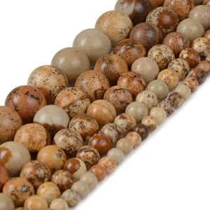 Brown Round Picture Jasper Stone Beads of Nature Stone for Jewelry Making With many sizes