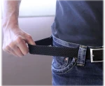 Canvas Elastic Fabric Woven Stretch Brown Braided Belt for Men or Women Leather Loop and end Tip