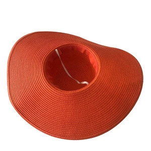 Cheap floppy wide brim sun hat ,ladies beach straw fedora hat ,summer foldable paper straw hat