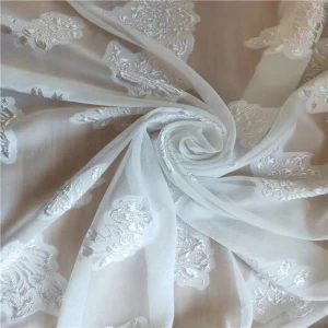 Chiffon 3D smooth three dimensional embroidery fabric for women&#x27;s dress in spring and summer
