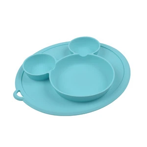 Children Unbreakable Skid Resistant Non-Slip Divided Toddler Kids Cute Dishes Silicone Placemat Plates For Baby