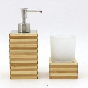 China Factory Custom Cheap Natural Bamboo Bathroom Accessories Set