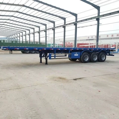 China Second Hand Container 20ft 40ft Flat Bed Flatbed Trailer