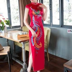 Chinese national style traditional clothing short-sleeved red cheongsam