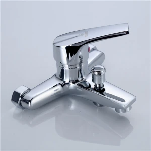 Chrome Finished Wall Mounted Hot and Cold Water Shower Mixer Bath Bathroom Bathtub Faucet Set  with Zinc Handle