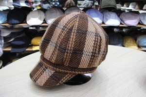 Classic Women fashion 8 panel wholesale check tweed hat newsboy cap