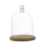 Import clear glass cloche bell jar dome with heart shape handle wooden base for DIY flower rose craft girlfriend valentines day gift from China