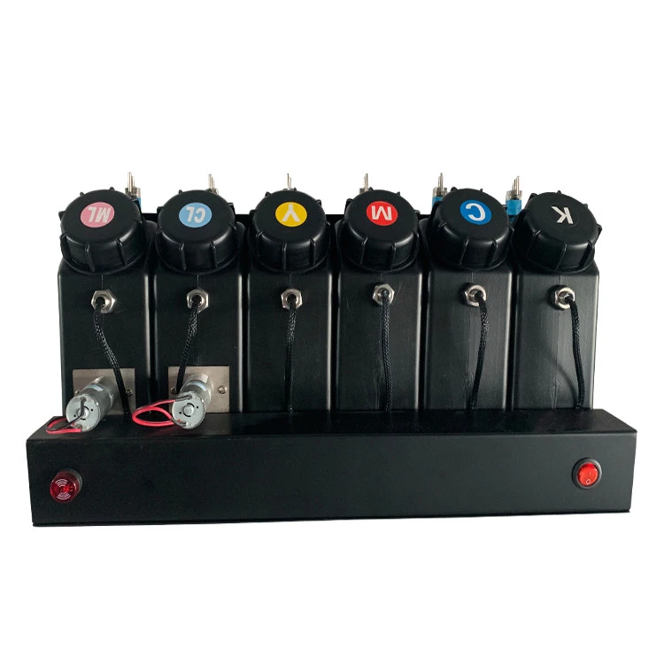 Continuous Ink Supply System Solvent Printer Cartridge Bulk Ink System 6 tanks 6 cartridges