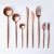 Import copper tableware rose gold spoons fork knife from China
