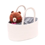 Cotton Rope Basket for Diaper Collapsible Baby Diaper Bag with Lining