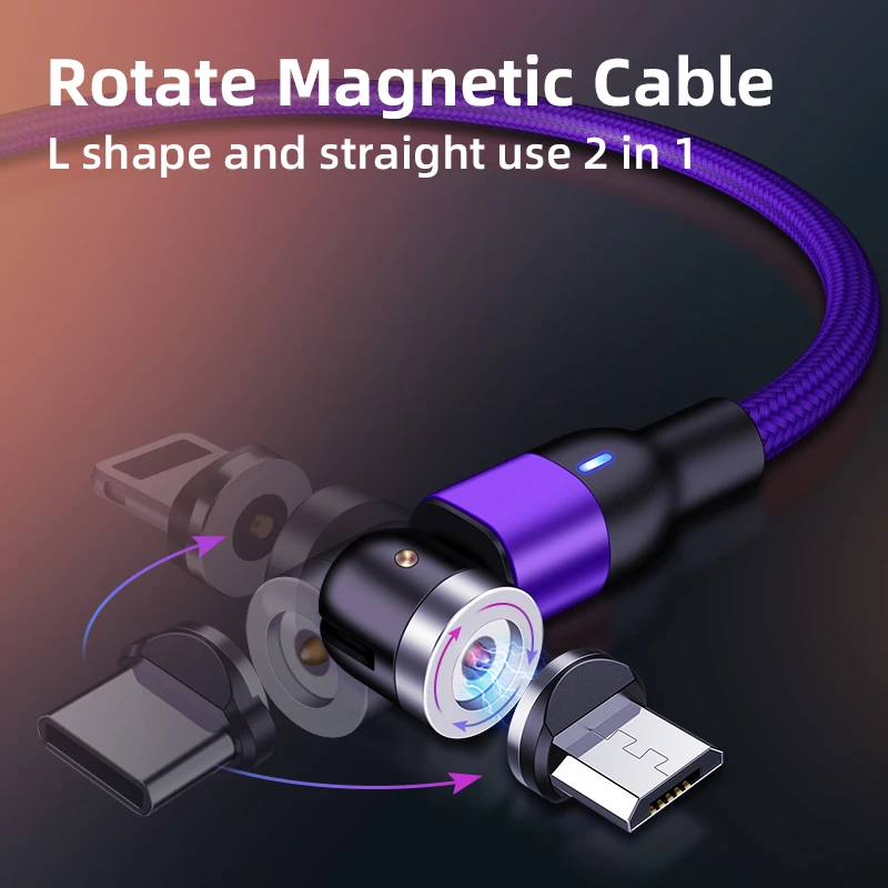 Crazy Selling 540 Degree Rotate USB Magnetic Cables Magnetic Phone Charger Swivel Cable For All Mobile Phone Accessories