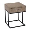 Creative Metal and Wood Furniture Bedside Table Brown Nightstand with Drawers