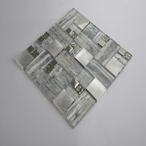 Crystal Glass Mosaic Strip Mosaic with Metal mix style mosaic tile