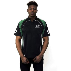 Custom Cheap Black and Green Short Sleeve Rugby Shirt Football Wear