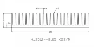 Custom extrusion aluminum heat sink 200(W)*37(H)mm,flexible cutting length