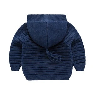 Custom Factory fashions cotton knitted boy sweater kids coat with hood