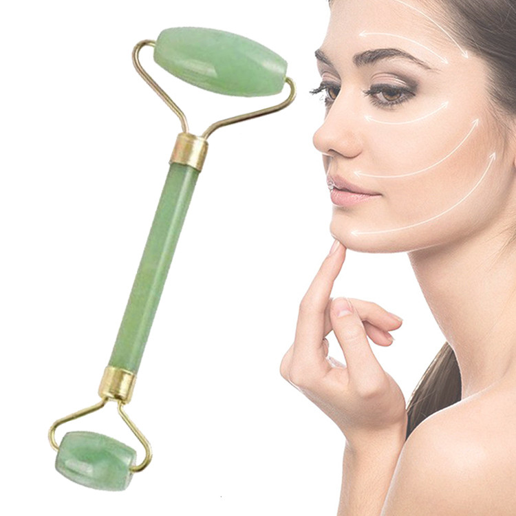 Custom Green Gua Sha 3d Facial Massage Jade Roller For Face / Jade Stone Face Roller