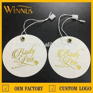 custom logo gold foil metal eyelet hole punch hang tag for garment