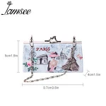 Custom Paris London Cities Design 3D Digital Printing Ladies PU Leather Souvenir Evening Bag