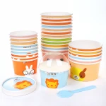 Custom Printed Disposable Double Pe Coated Paper Frozen Yogurt Ice Cream Cup Packaging