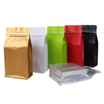 Custom printing flat bottom coffee beans packaging bag with valve