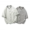custom Striped cotton breathable short-sleeved baseball shirt male Japanese retro hip-hop oversize loose baseball jersey jacket