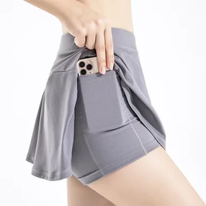 Custom Two Piece High Waist Nylon Spandex Yoga Active Sports Short Skirts Sets Gym Sportswear Women Biker Yoga Skirt