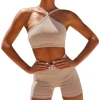 Custom Women Quick Dry Yoga  Owo Piece Short Yoga Jumpsuit Two Piece Yoga Suit Fitness Workout Gym Clothing