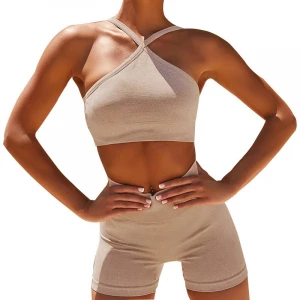 Custom Women Quick Dry Yoga  Owo Piece Short Yoga Jumpsuit Two Piece Yoga Suit Fitness Workout Gym Clothing