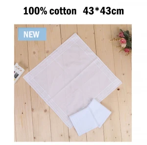 customized logo Amazon 43*43cm stands with cotton pure white handkerchief absorbs sweat Soft white handkerchief