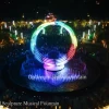 Dancing Fountains Outside Pool Dia 46M Music Dance Fountain Project with Customized O Shape Steel Sculpture