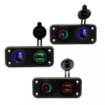DC Power Socket Outlet Dual Port and Marine USB Socket Port Voltage Meter Combination Panel