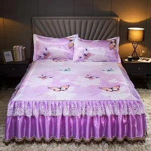 Decorative Jacquard Bed Skirt Ice Silk Cooling bedding set/ sleeping cover/bed sheet cover