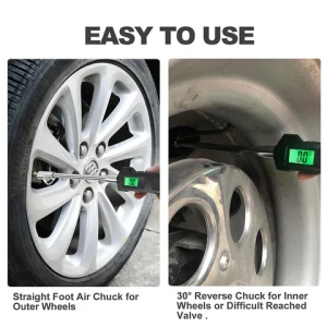 Digital Tire Pressure Gauge 230 PSI Heavy Duty Dual Head Stainless Steel Tire Air Gauge 4 Modes Made for Truck, Semi and RV