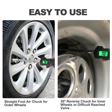 Digital Tire Pressure Gauge 230 PSI Heavy Duty Dual Head Stainless Steel Tire Air Gauge 4 Modes Made for Truck, Semi and RV