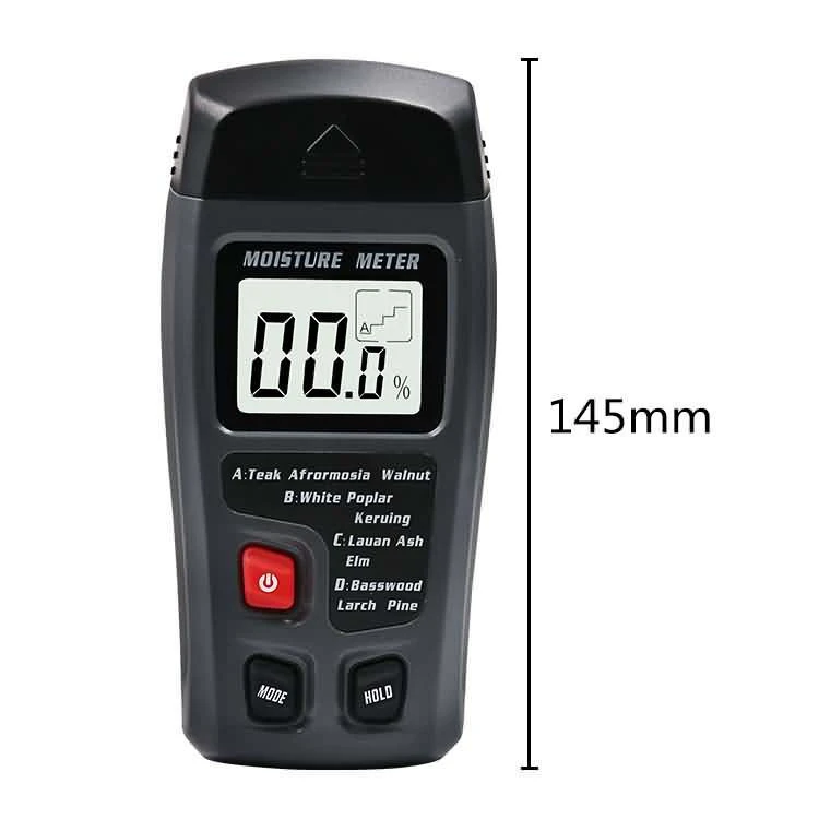 Digital Wood Moisture Meter with Backlight LCD Display, Portable Lumber Damp Humidity Detector Tester with 2 Pins