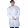 Disposable Lab Coats for Adult with Knitted Cuffs and Collar SMS Latex-free White Unisex Coat
