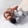 DIY Crochet Wood Beads Wooden Ring Beech Animal Baby Teether Bracelet Set