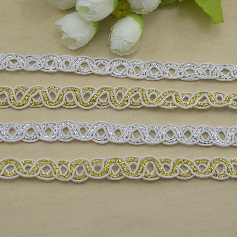 DIY Knitted Braid Crocheted Sewing Lace Yiwu Ribbon Decoration double 8-type 1.2cm Wide braided polyester lace trim