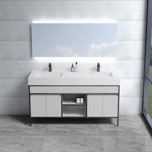Double Bowl Stainless Steel Bathroom Furniture Set Bathroom Vanity