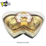 Double Heart Shaped Plastic Box Peanut Wafer Biscuits Ball Chocolate Candy With Chocolate Jam