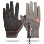 DS35 Unisex Winter Fleece Lined Full Finger Matten Camping Cycling Outdoor Gloves Anti-slip Zip Waterproof Touch Screen Gloves