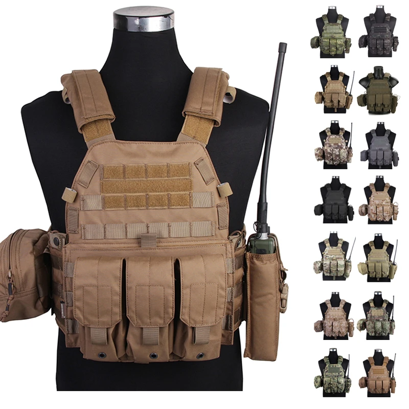 Emersongear Military Equipment Tactical Gear Army Combat Molle Vest Plate Carrier Tactical Vest Military With Pouch Set