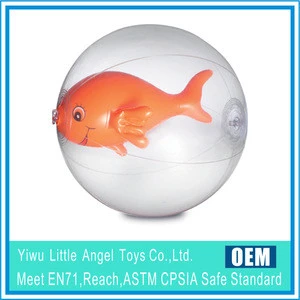 EN71 6P PVC Prormotion Inflatable transparent 3D fish beach ball