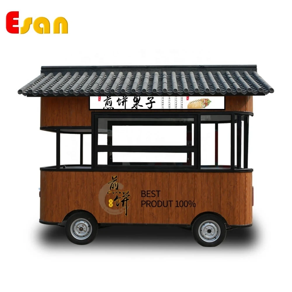 Esan Chinese factory traditional style with advanced roof tile customized fried food trailer food cart OEM/ODM JN3400