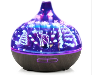 Essential Oil Diffuser - 3D Glass 400ml Galaxy Premium Ultrasonic Aromatherapy Oils Humidifier With Amazing LED Lights