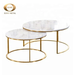 European Custom Made Hotel Furniture Marble Top Round Coffee Table