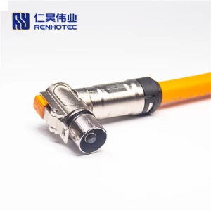 EV Shielded 50mm2 Cable With HVIL 8mm Single Pin Right Angle Plugs 200A Connector DC 1500V