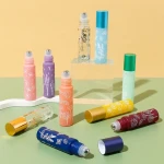 eye cream glass roller bottle RTS empty round printing 10ml perfume essential oil cosmetic container with roll on bottle